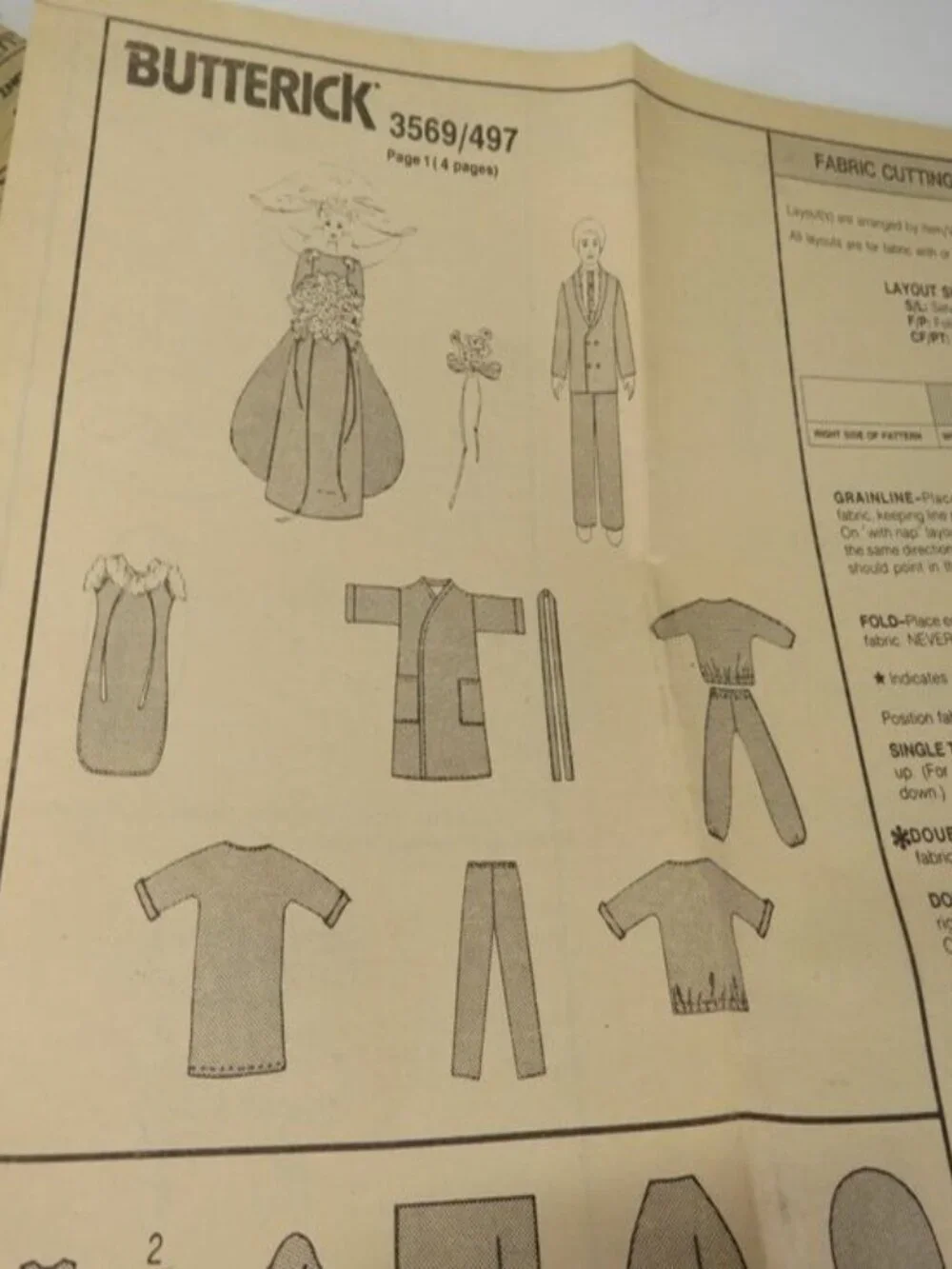 Butterick 3569 Sewing Pattern BARBIE Clothes UNCUT 11.5